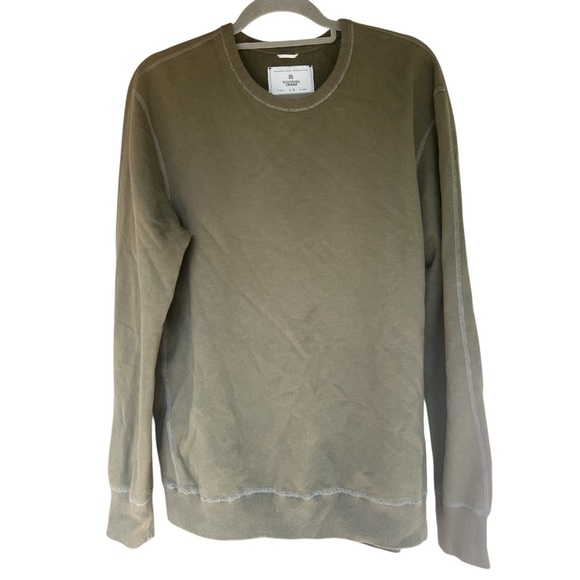 Reigning Champ Men’s Long Sleeve Crewneck Sweatshirt – Olive Green, Size Large - Picture 1 of 4